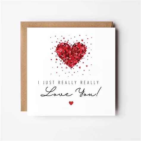 I Just Really Love You Card Romantic Valentines Day Card For Him For