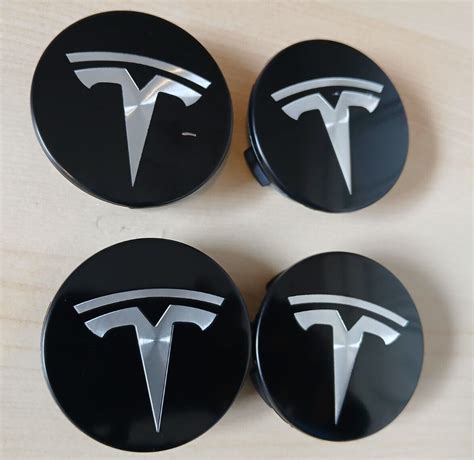 Set Of Tesla Black Silver Mm Center Hub Caps For Model X S