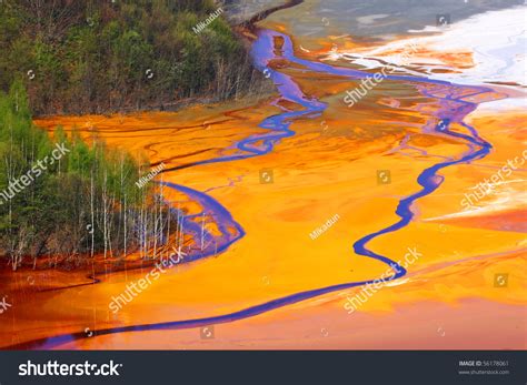 Water Pollution Of A Copper Mine Exploitation Stock Photo 56178061