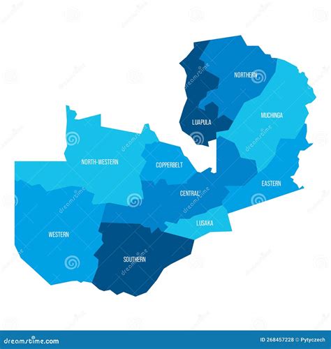 Zambia Political Map Of Administrative Divisions Stock Vector