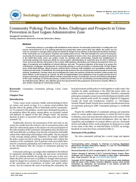 Community Policing Practice Roles Challenges And Prospects In