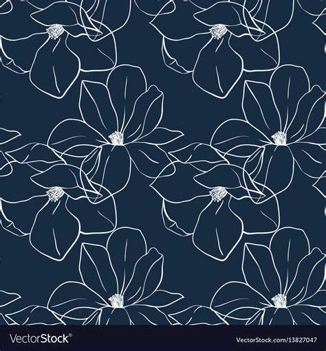 Trendy seamless floral print with magnolia flowers