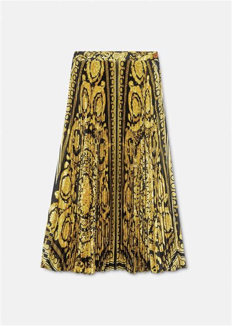 Versace Barocco Pleated Midi Skirt Print Editorialist