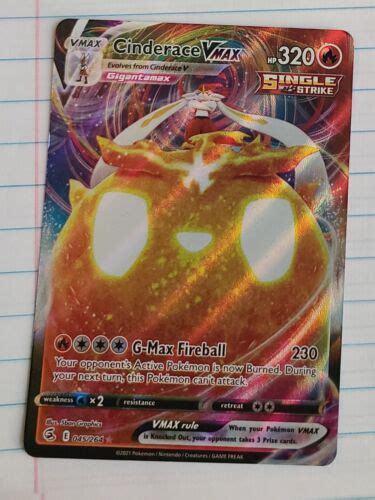 Pokémon TCG Cinderace VMAX Fusion Strike 045 264 Holo Ultra Rare eBay