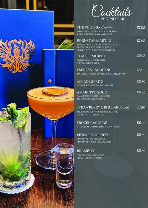 Cocktail Menu - Phoenix Bar