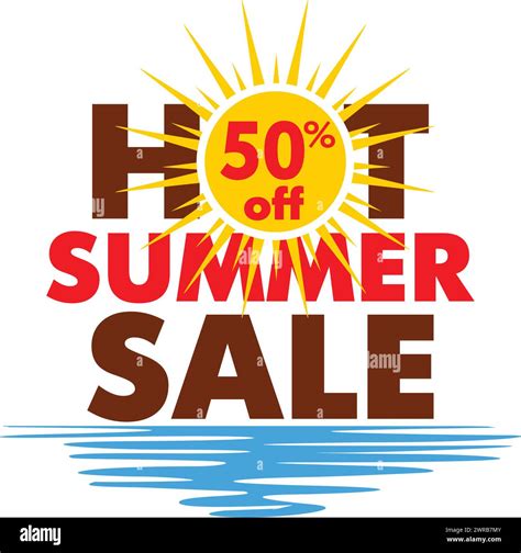 Hot Summer Sale Banner Text Label With Sun And Sea Symbol Business Seasonal Discount Shopping