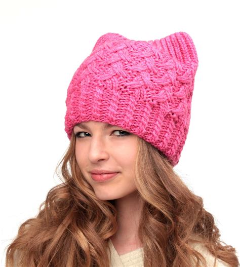 Pussy Hat Cat Ears Hat Cat Beanie Pussyhat Womens March Etsy