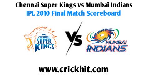 IPL 2010 Final Scorecard CSK vs MI | 2010 IPL Final Scorecard - Crickhit