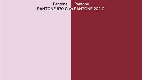 Pantone 670 C vs PANTONE 202 C side by side comparison