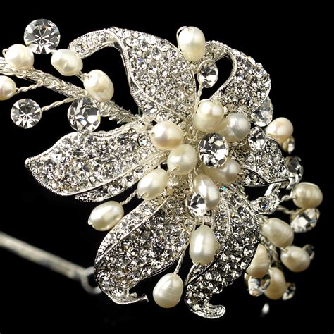 Rhinestone And Pearl Floral Bridal Headband Elegant Bridal Hair Accessories