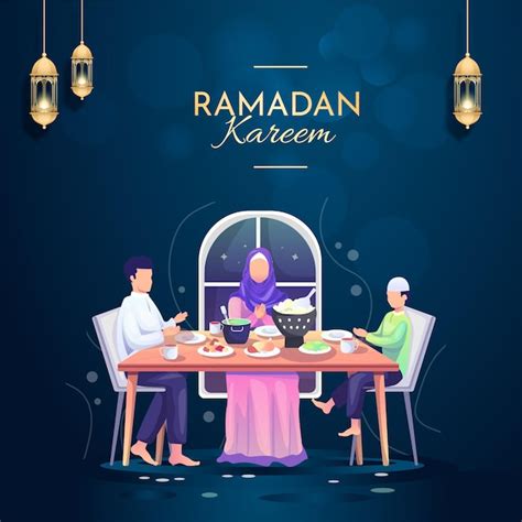 Un Cartel Para Ramadan Kareem Con Una Mujer Y Un Hombre Y Una Mujer