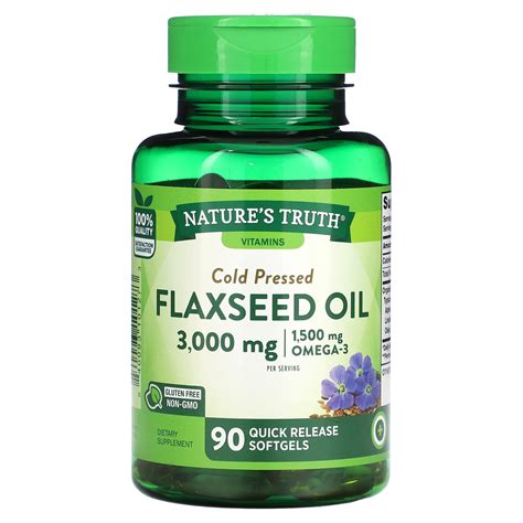 Nature S Truth Flaxseed Oil 3 000 Mg 90 Quick Release Softgels 1 000 Mg Per Softgel