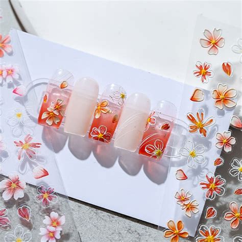 Cherry Blossoms 5d Soft Reliefs Self Adhesive Nail Art Decorations