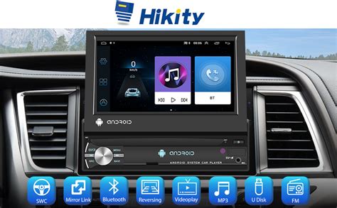 Hikity Android Single Din Car Stereo With 7 Inch Manual Flip Out Touch