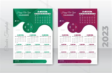 2023, 2024, one page wall calendar design template 21719010 Vector Art ...