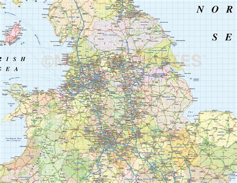 British Isles St Level Road Rail Map M Scale With Regular Relief