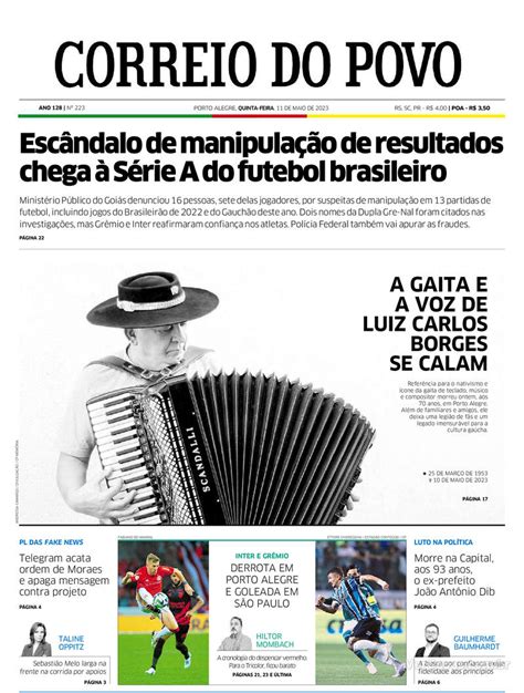 Capa Correio Do Povo Quinta 11 De Maio De 2023