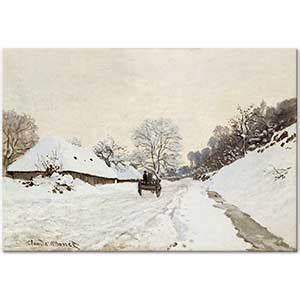 Claude Monet A Cart On The Snowy Road At Honfleur Art Print Canvastar