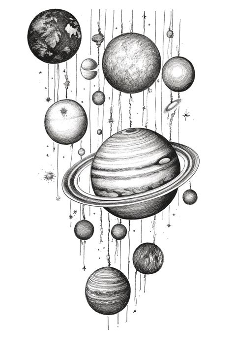 Un Dibujo De Un Dibujo De Planetas Y Estrellas Ai Generativo Foto Premium