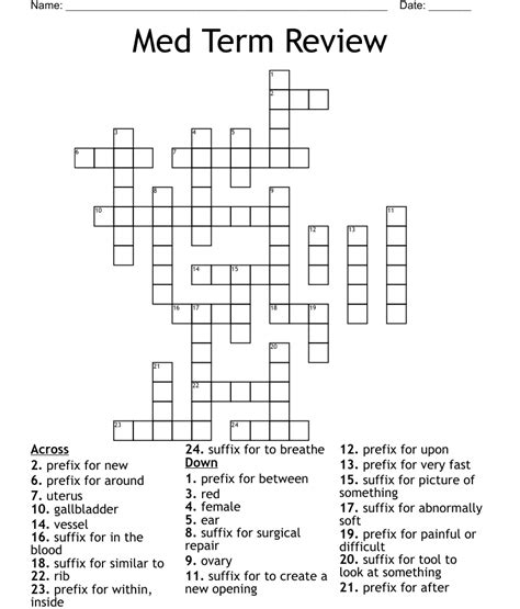 Med Term Review Crossword Wordmint