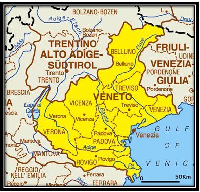 Map Of Italy Veneto - Almeda Malissia