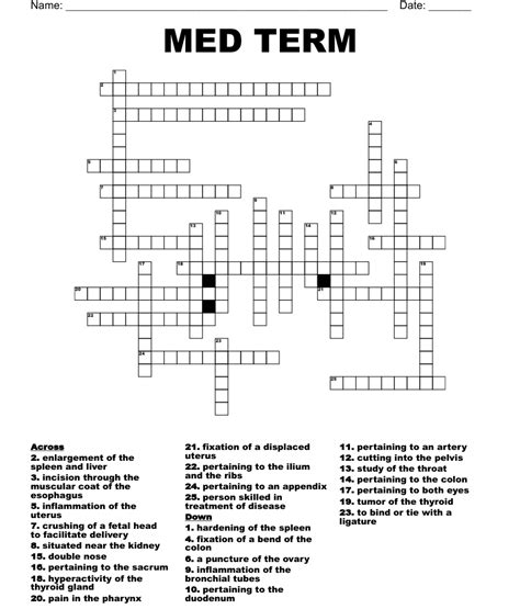 Med Term Crossword Wordmint