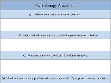 Physiotherapy Assessment Form Editable Pdf Forms