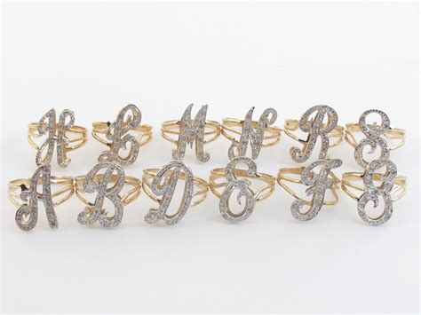 14k Yellow Gold Diamond Initial Letter Ring Available Etsy Australia