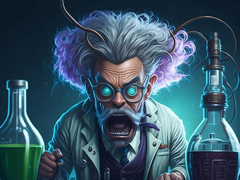 Premium AI Image Mad Scientist Or Crazy Professor Character In