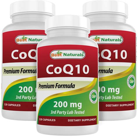 Best Naturals Coq10 200mg Capsules 3 Pack 120 Count Each Non Gmo Gluten Free Made In Usa