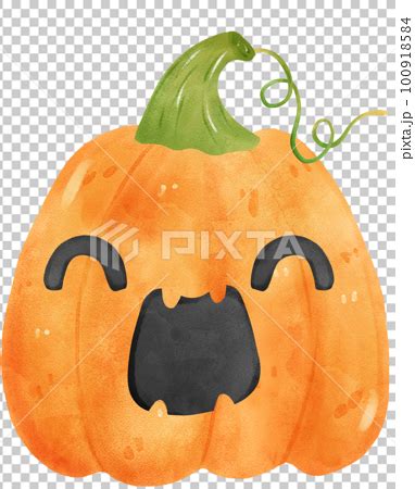 cute watercolour Halloween autumn pumpkins with のイラスト素材 100918584