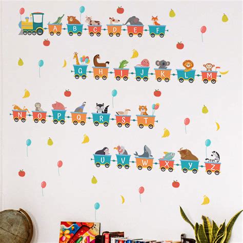 Sheets Cartoon Alphabet Wand Aufkleber Fr Hen Lernen Wand