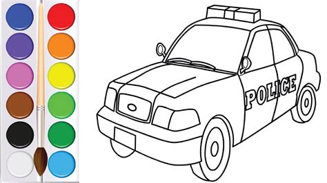 Menggambar Dan Mewarnai Mobil Polisi Drawing And Coloring Police Car