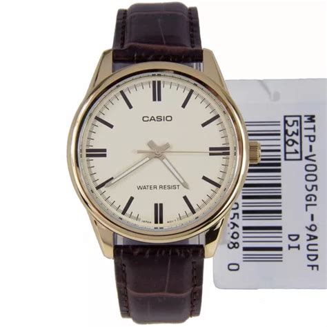 Rel Gio Casio Masculino Mtp V Gl Dourado Couro Marrom Parcelamento