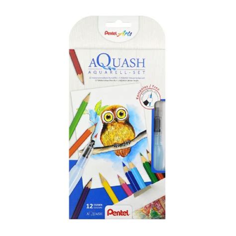 Set De Crayons Aquarellables Et Pinceau R Servoir Aquash De Pentel