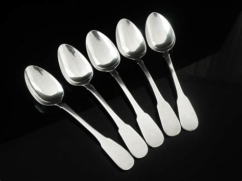 Sterling Silver Rattail Teaspoons 5 Antique IRISH Christopher Eades