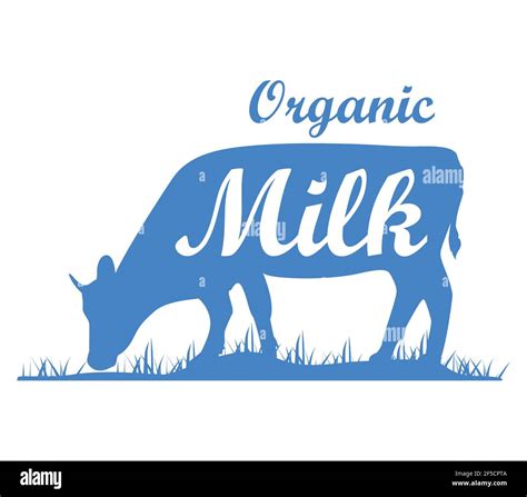 Milk Cow Logo With Cow Silhouette Text Milk Dairy Farm Organic