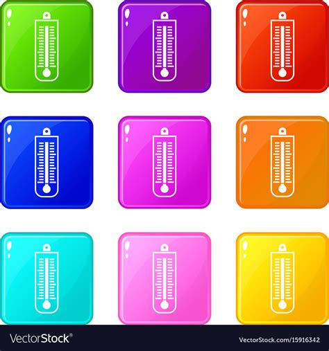 Thermometer icons 9 set Royalty Free Vector Image