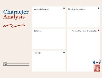 character analysis graphic organizer  elsa williamson tpt