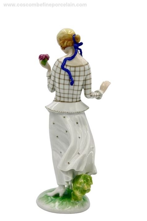 RARE Art Deco Augarten Porcelain Figurine First Roses Ida Schwetz