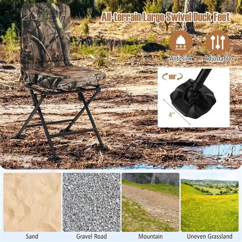 Goplus Hunting Chair 360° Swivel Hunting Blind Chair Wall Terrain