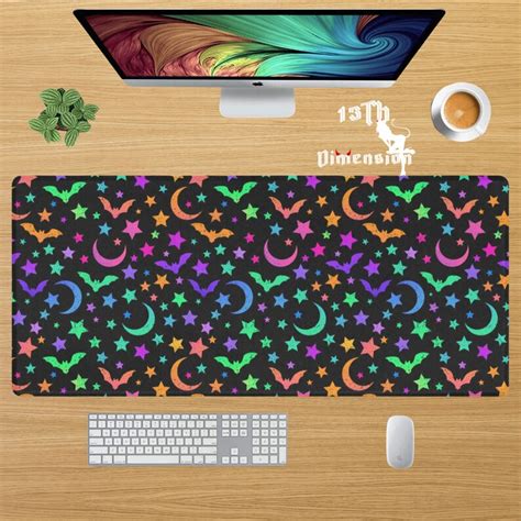 Pastel Goth Bat Moon Desk Mat Witch Desk Mat Xl Creepy Cute Gaming