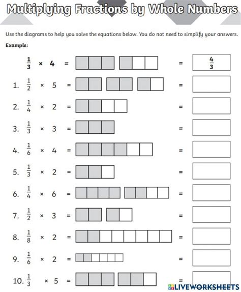 Multiplying Fractions Practice Worksheet Live Worksheets