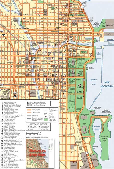 Downtown Chicago map - Chicago map downtown (United States of America)