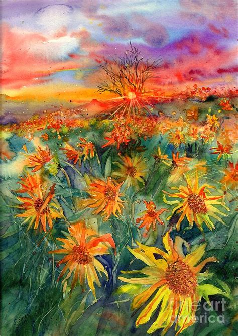 Sunflower Fields Painting By Suzann Sines Fine Art America