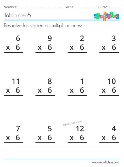 🥇 Tabla Del 6 Fichas Ejercicios Aprender A Multiplicar Gratis Printable Multiplication