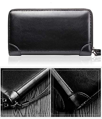 Business Large Clutch Wallet For Men Leather Zipper Long Handbag Card