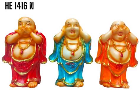 Polished He N Fiber Laughing Buddha Statue Set For Decoration At Rs