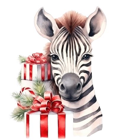 Zebra Fofa Para O Natal Ilustra O Em Aquarela Png Animais De