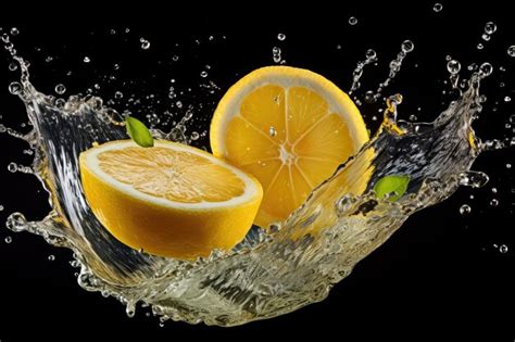 Premium AI Image Fresh Lemon With Water Splash